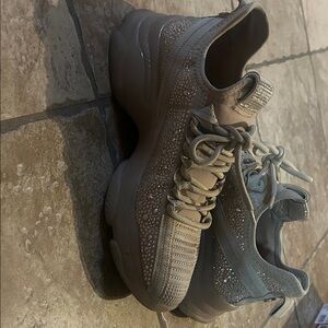 Steve Madden Cream Sneakers with Rhinestone Accents